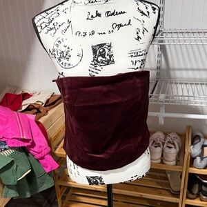 GAP Deep Burgundy Velvet Strapless Corset Top